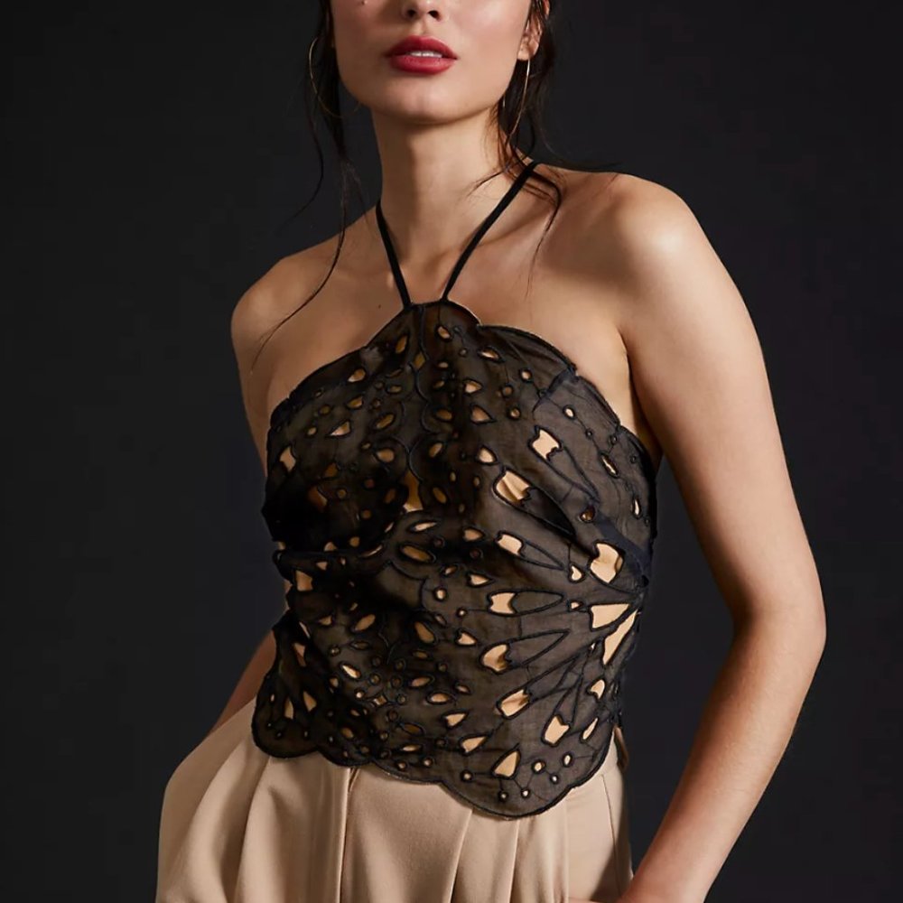 BY ANTHROPOLOGIE BUTTERFLY HALTER TOP - NWT - Size 12